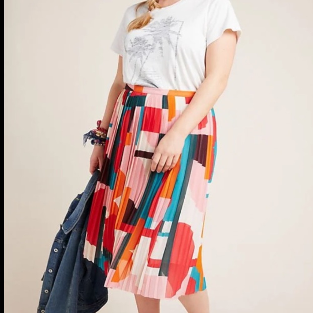 Anthropologie Maeve June pleated geometric skirt